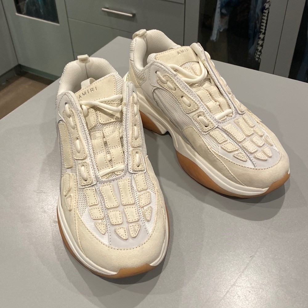 Amiri bone leather suede sneakers